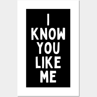 I Know You Like Me Flirting Valentines Romantic Dating Desired Love Passion Care Relationship Goals Typographic Slogans for Man’s & Woman’s Posters and Art